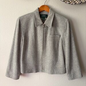 Ralph Lauren Angora Wool Blend Zip Up Cropped Tailored Blazer Jacket Women’s 14